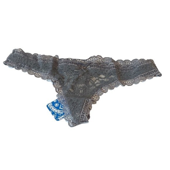 Free People Lace Thong Dark Grey Gray XSmall - Picture 1 of 5